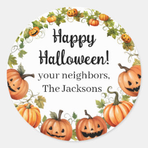 Herbst-Kürbisse und Jack-o-Lantern-Aufkleber Runder Aufkleber