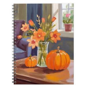 Herbst-Kürbisstrauß   Orange Blumen Herbst Notizblock