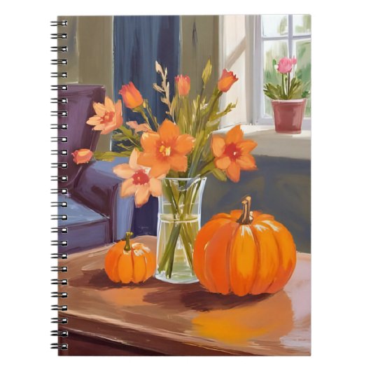 Herbst-Kürbisstrauß | Orange Blumen Herbst Notizblock (Vorderseite)