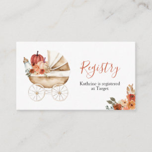 Herbst-Kürbiswagen Blumiges Babyshower-Geschenkreg Begleitkarte