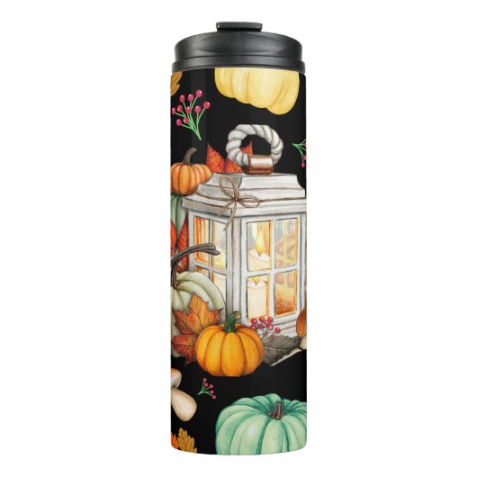 Herbst Kürkin als schwarz Thermosbecher (Vorderseite)