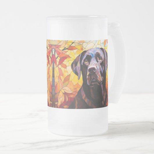 Herbst Labrador Retriever Moderner Hundewelpen Mattglas Bierglas (VorderseiteRechts)
