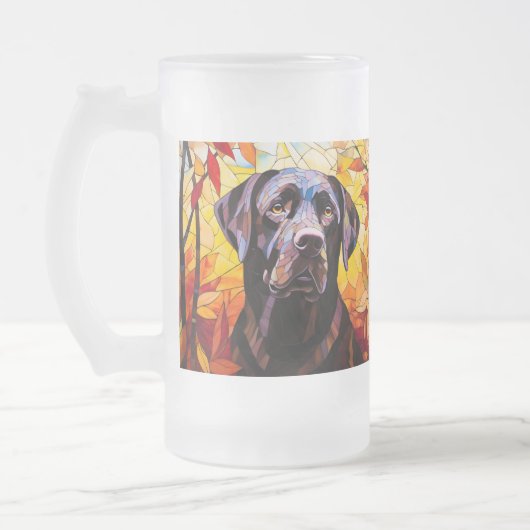 Herbst Labrador Retriever Moderner Hundewelpen Mattglas Bierglas (Links)