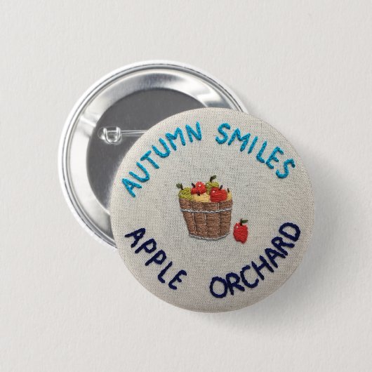 Herbst lächelt Apfelgarten Button (Vorne & Hinten)