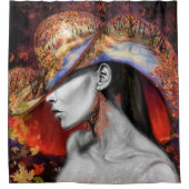 Herbst Lady Duschvorhang Malerei Moderne Frau (Vorderseite)