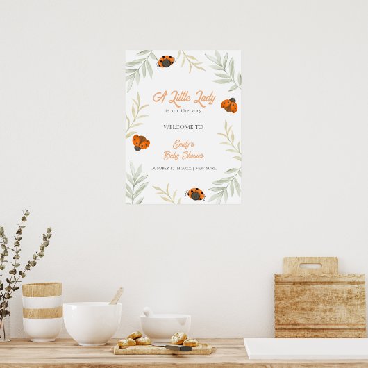 Herbst Ladybug Greenerity Baby Dusche Willkommen Poster (Küche)