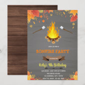 Herbst-Lagerfeuer-Camp-Themenparty Einladung (Vorne/Hinten)