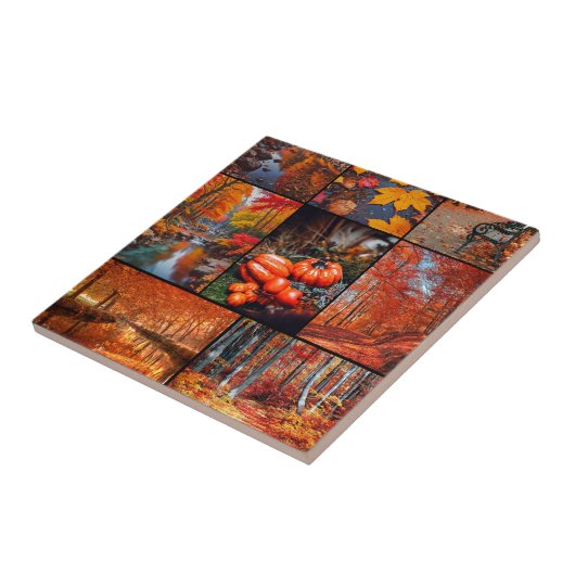 Herbst Landschaft Foto Collage Kunst Fliese (Seite)