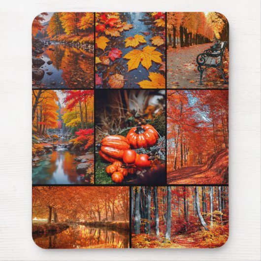 Herbst Landschaft Foto Collage Kunst Mousepad (Vorne)