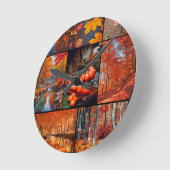 Herbst Landschaft Foto Collage Kunst Runde Wanduhr (Winkel)