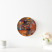 Herbst Landschaft Foto Collage Kunst Runde Wanduhr (Zuhause)