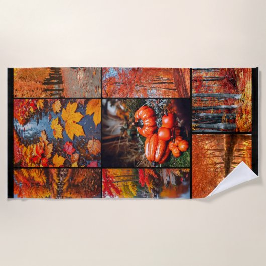 Herbst Landschaft Foto Collage Kunst Strandtuch (Vorderseite)