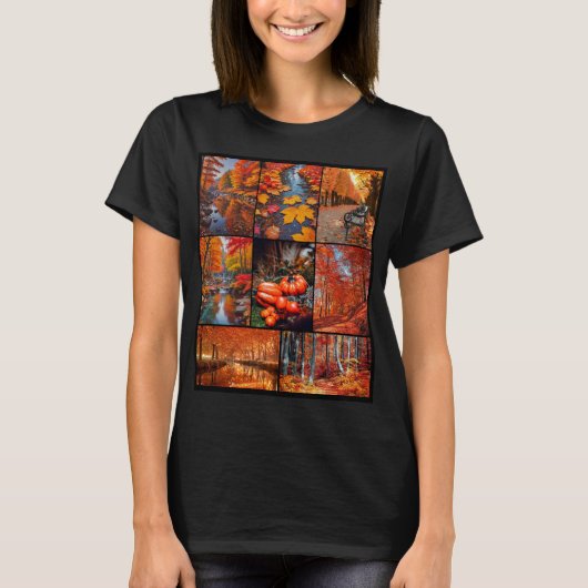 Herbst Landschaft Foto Collage Kunst T-Shirt (Vorderseite)