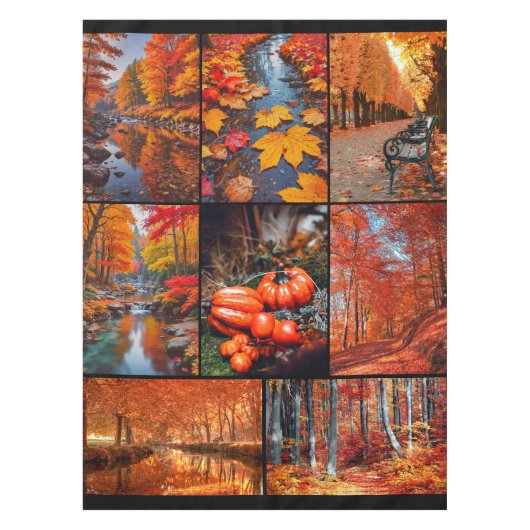 Herbst Landschaft Foto Collage Kunst Tischdecke (Vorderseite)