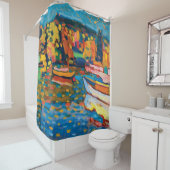 Herbst-Landschaft mit Booten durch Wassily Duschvorhang (Beispiel)