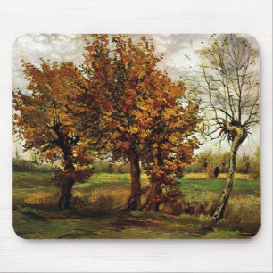 Herbst-Landschaft mit vier Bäumen durch Van Gogh Mousepad