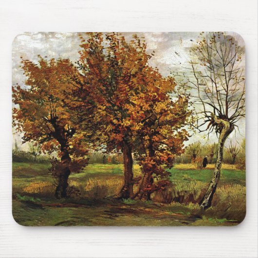Herbst-Landschaft mit vier Bäumen durch Van Gogh Mousepad (Vorne)