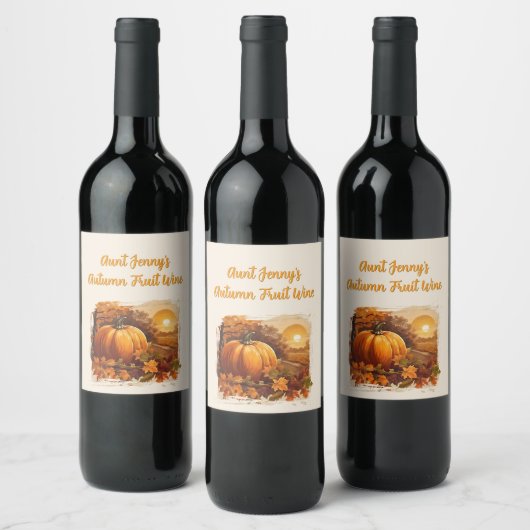 Herbst Landschaft Pumpkin Weinetikett (Flaschen)