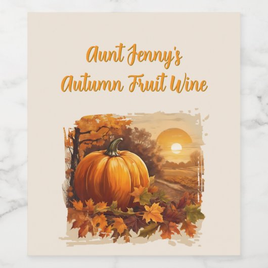 Herbst Landschaft Pumpkin Weinetikett (Einzelnes Label)