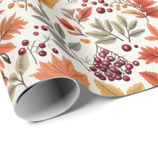 Herbst lässt Berries & Branchen Wrapping Paper Geschenkpapier (Rolleneckpunkt)