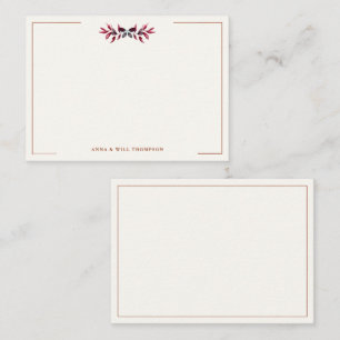 Herbst lässt Burgundy Elegante Hochzeitskuppel Mitteilungskarte