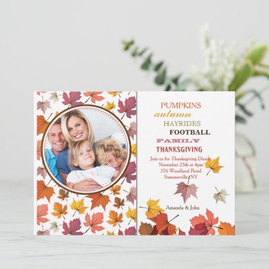 Herbst lässt Foto Einladung (Stehend Vorderseite)