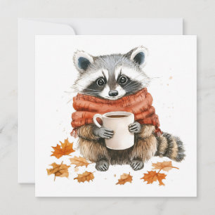 Herbst lässt gemütlichen Herbstschläger mit Tasse Einladung
