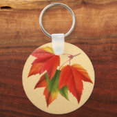 Herbst lässt Herbstfarben Ahornleaf auf Gold Schlüsselanhänger (Vorderseite)