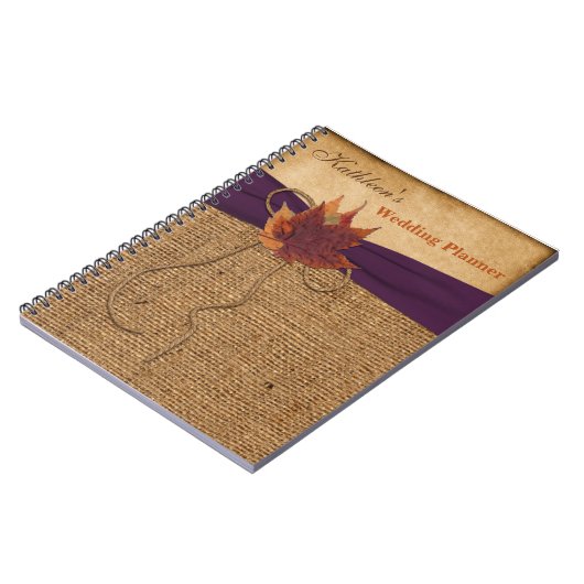 Herbst lässt IMITATE Burlap Wedding Planner Notebo Notizblock (Linke Seite)