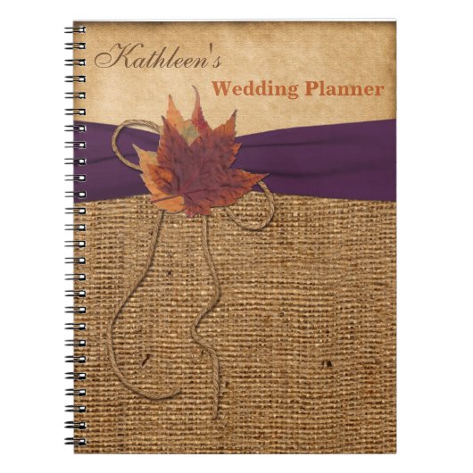 Herbst lässt IMITATE Burlap Wedding Planner Notebo Notizblock (Vorderseite)