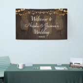 Herbst lässt Jar Light Wood Hintergrund Wedding Ba Banner (Messeveranstaltung)