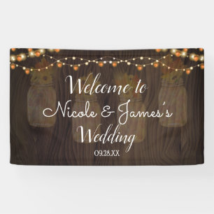 Herbst lässt Jar Light Wood Hintergrund Wedding Ba Banner