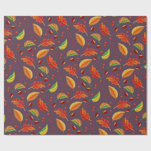 Herbst lässt Nüsse Kastanien Muster Eleganter Fall Geschenkpapier (Flach)