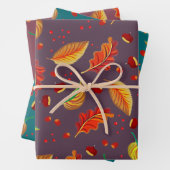 Herbst lässt Nüsse Kastanien Muster Eleganter Fall Geschenkpapier Set (Beispiel)