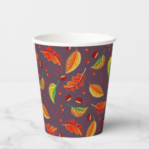Herbst lässt Nüsse Kastanien Muster Eleganter Fall Pappbecher