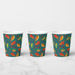 Herbst lässt Nüsse Kastanien Muster Eleganter Fall Pappbecher