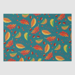 Herbst lässt Nüsse Kastanien Muster Eleganter Fall Seidenpapier