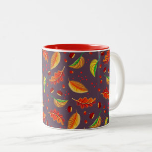 Herbst lässt Nüsse Kastanien Muster Eleganter Fall Zweifarbige Tasse