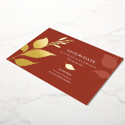 Herbst lässt Orange Friendsgiving Save the Date Folieneinladung (Gedreht)