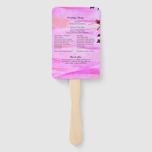 Herbst lässt Orange Pink Swirl Hochzeitsprogramm Fächer (Rückseite)