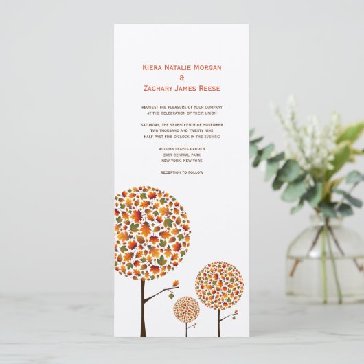 Herbst lässt Pop Tree Custom Wedding Einladung (Stehend Vorderseite)