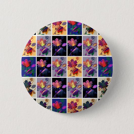 Herbst lässt rustikales Patchwork Quilt Collage Button (Vorderseite)