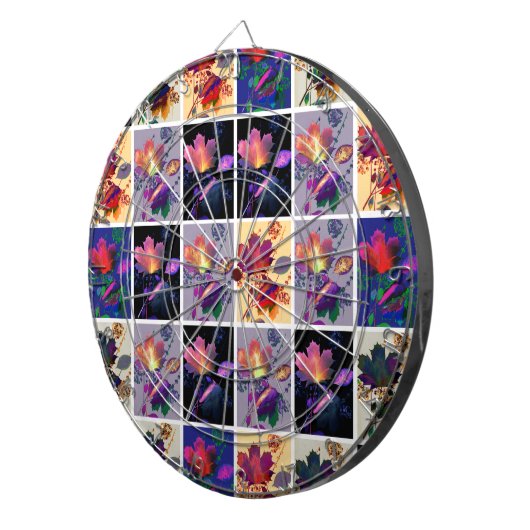 Herbst lässt rustikales Patchwork Quilt Collage Dartscheibe (Vorderseite rechts)