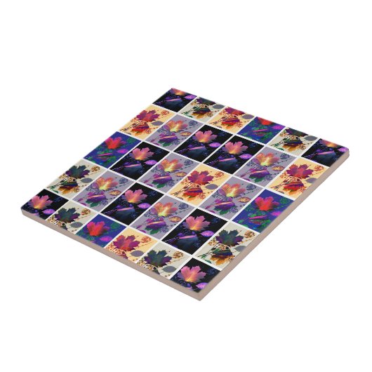 Herbst lässt rustikales Patchwork Quilt Collage Fliese (Seite)