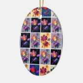 Herbst lässt rustikales Patchwork Quilt Collage Keramik Ornament (Links)