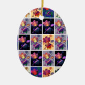 Herbst lässt rustikales Patchwork Quilt Collage Keramik Ornament (Vorne)