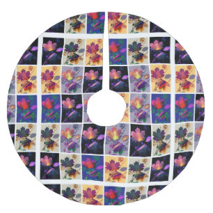 Herbst lässt rustikales Patchwork Quilt Collage Polyester Weihnachtsbaumdecke