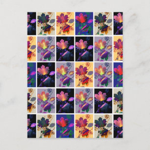 Herbst lässt rustikales Patchwork Quilt Collage Postkarte