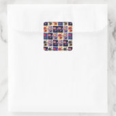Herbst lässt rustikales Patchwork Quilt Collage Quadratischer Aufkleber (Tasche)