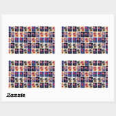 Herbst lässt rustikales Patchwork Quilt Collage Rechteckiger Aufkleber (Blatt)